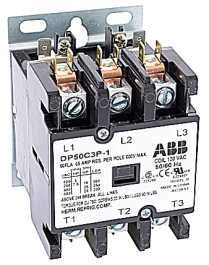 ABB, DP50C3P-C, 3 Pole, 50 Amps, 277VAC Coil, Definite Purpose Contactor